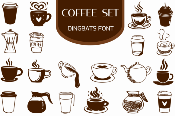 Coffee Set: A Dingbats Font for Creative Projects